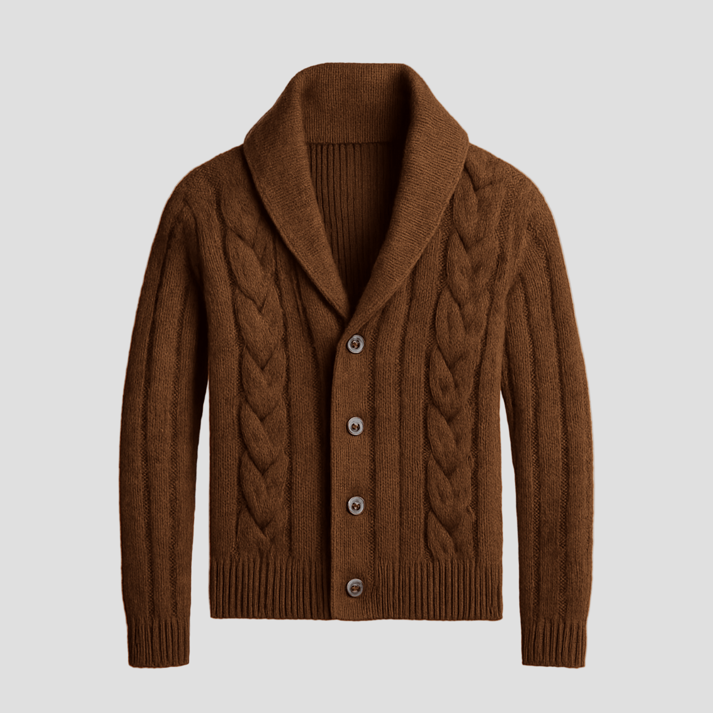 Cable Knit Shawl Cardigan for Men