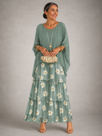 Elegant flowing maxi dress in faded green