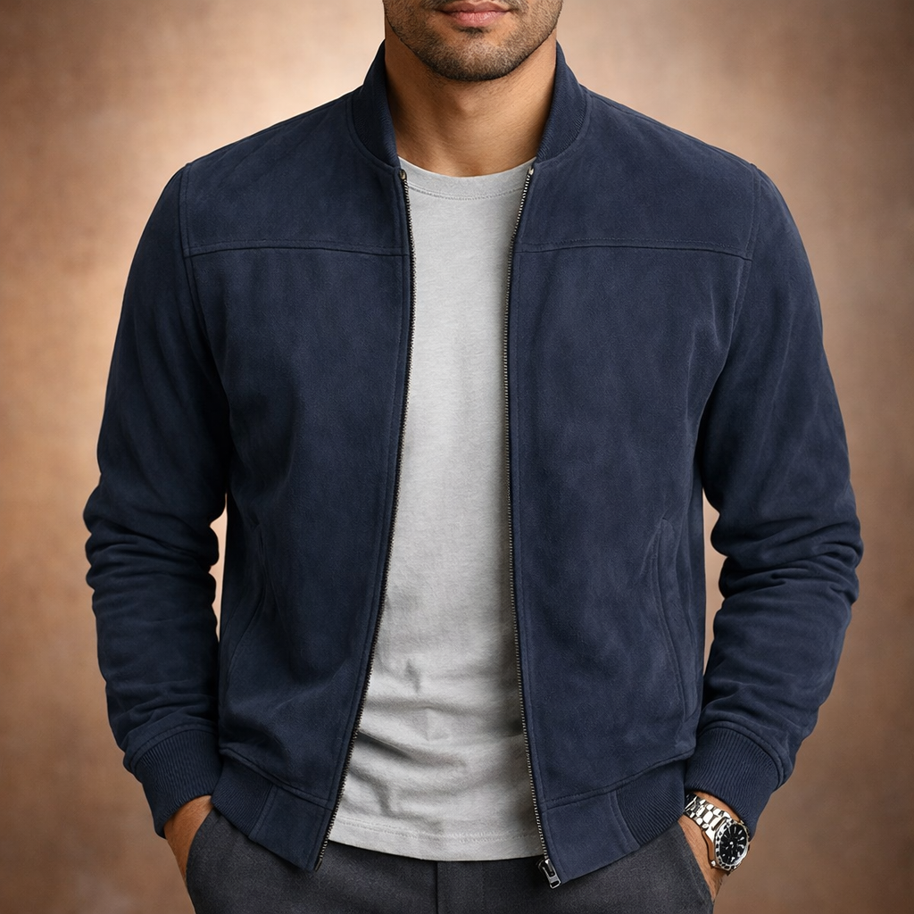 Men's Suede Bomber Jacket