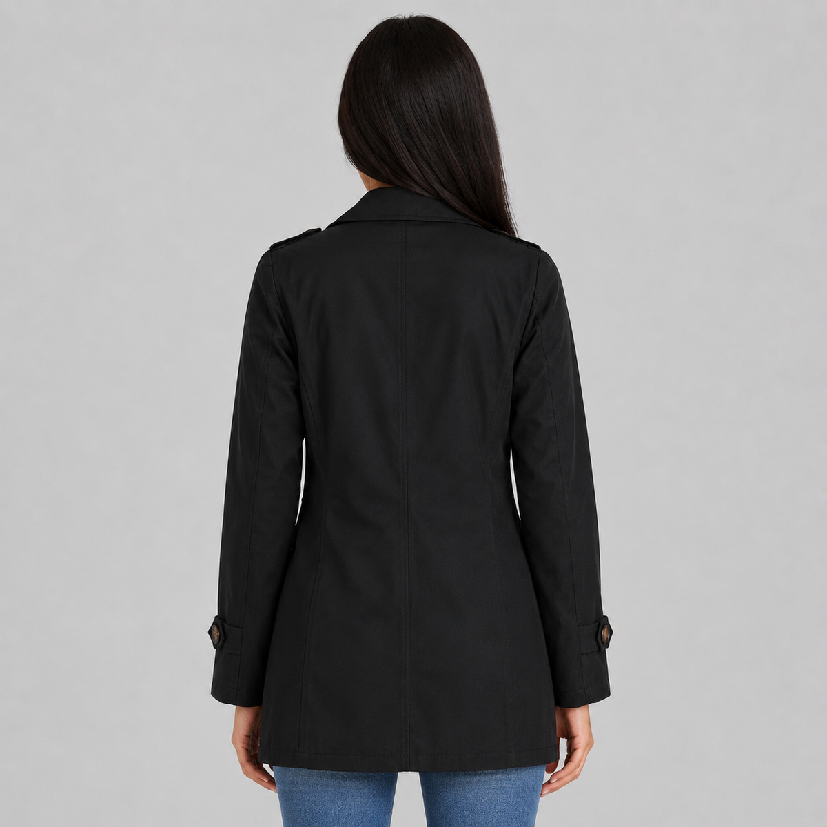 Women's single breasted mid length trench coat