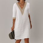Relaxed Linen Dress with Crochet