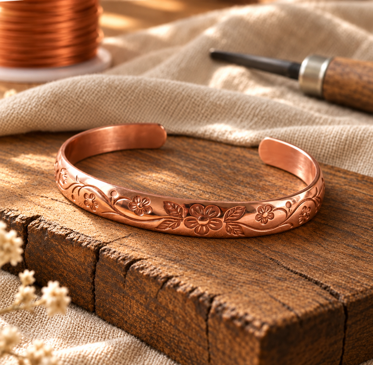 Handmade adjustable copper bracelet