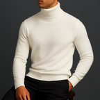 Merino wool turtleneck sweater with ribbed collar