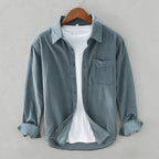 Classic fit men's cotton corduroy shirt featuring a retro design, perfect for casual wear and stylish layering. 1