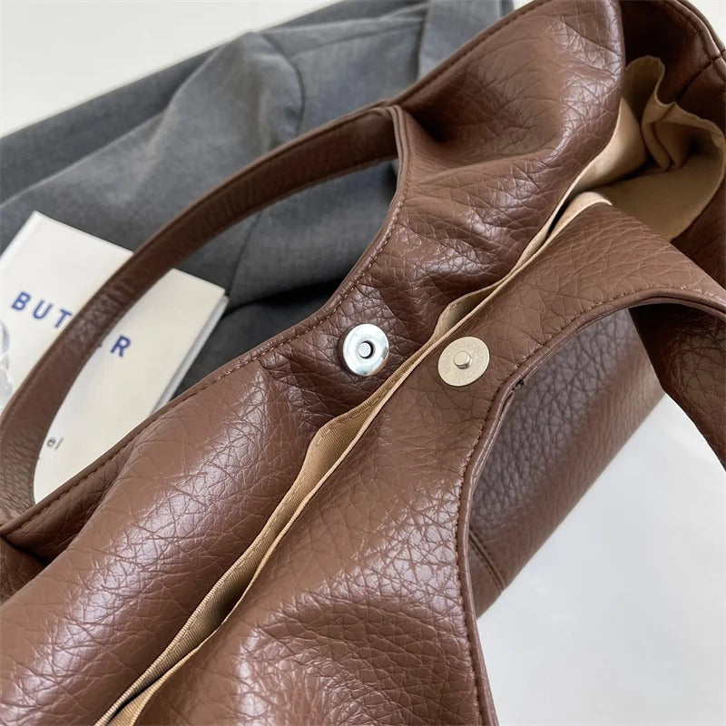 Women's chic vegan leather hobo tote bag
