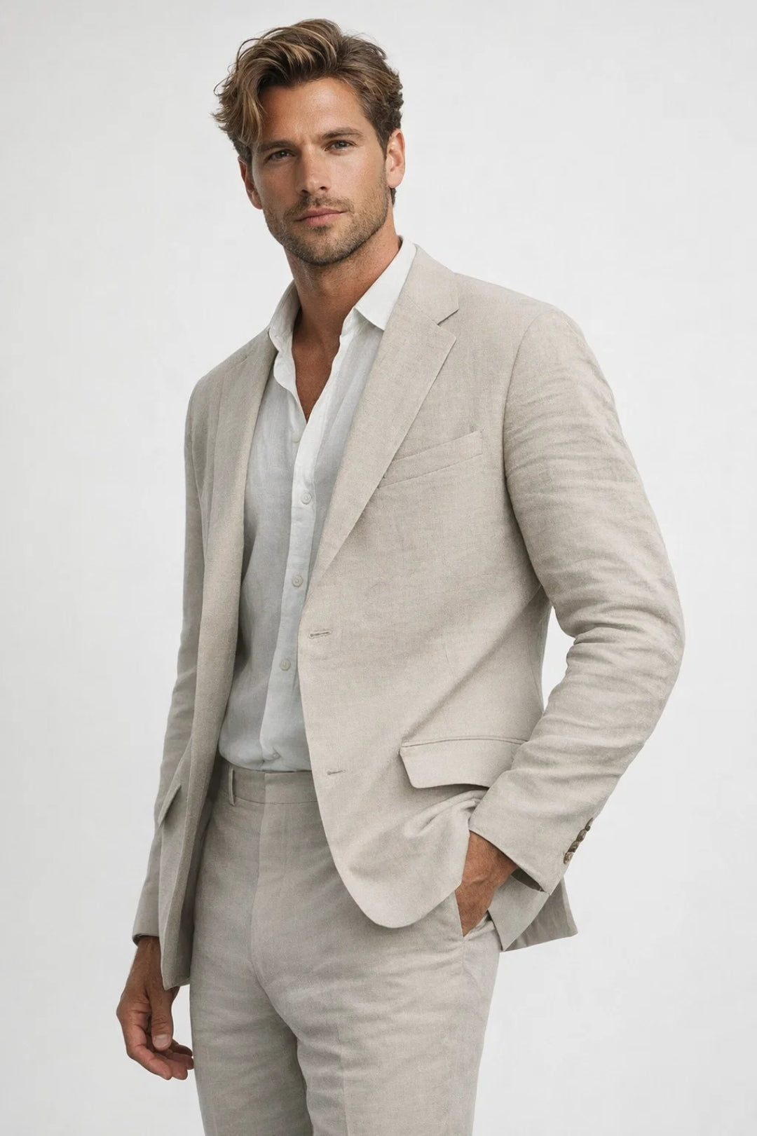 Men's Tailored Fit Two-Piece Suit Wedding Formal Events