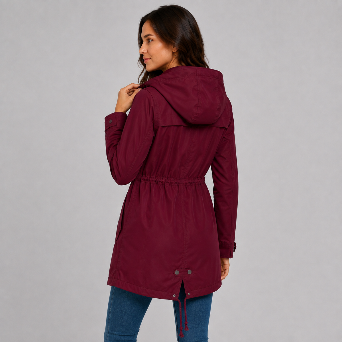 Lightweight hooded cotton blend windbreaker jacket
