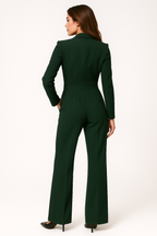 V-Neck Wide Leg Relaxed Tailored Jumpsuit