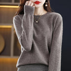 Women's adorable oversized knit sweater for fall and winter in dark camel