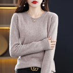 Women's adorable oversized knit sweater for fall and winter in camel