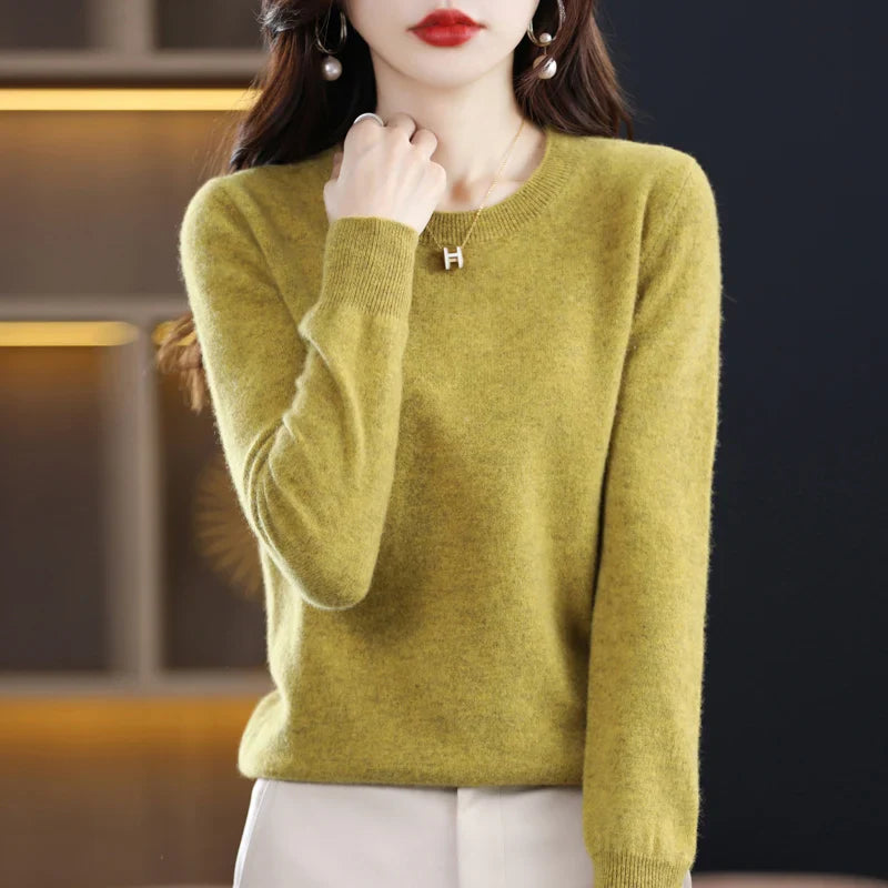 Women's adorable oversized knit sweater for fall and winter in mustard