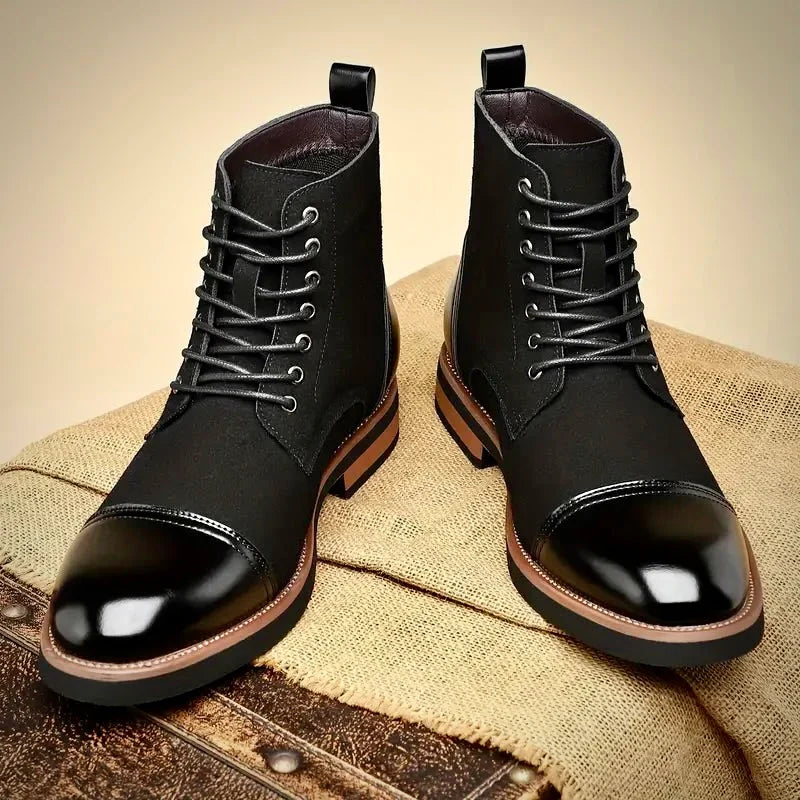 Oxford leather lace-up boots