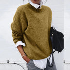 Women's loose fit cashmere knit sweater in khaki