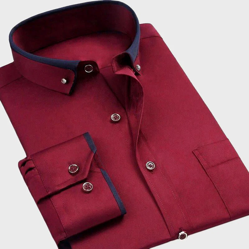 Slim Fit Two-Tone Collar Shirt Long Sleeve