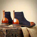 Oxford leather lace-up boots