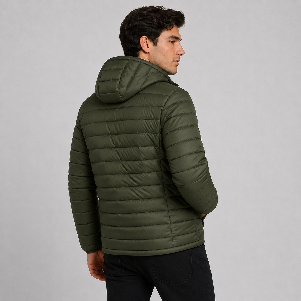 Quilted hooded full-zip jacket