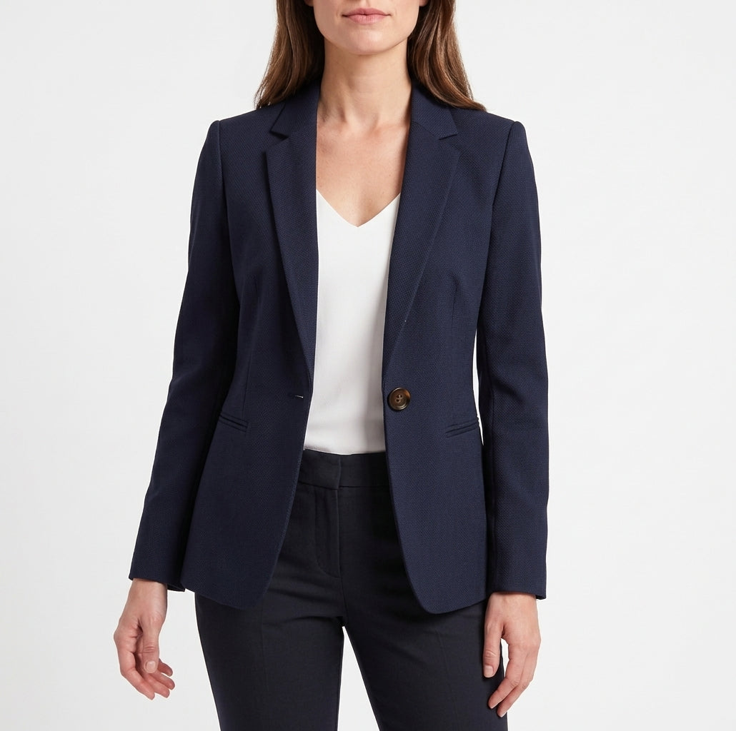 Women's tailored single breasted blazer in dark blue