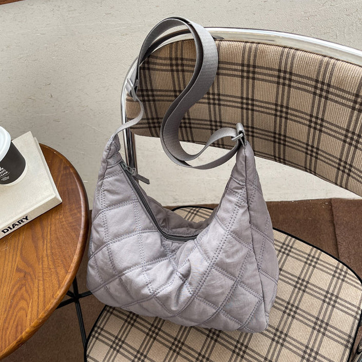 Women's chic quilted puffer shoulder bag