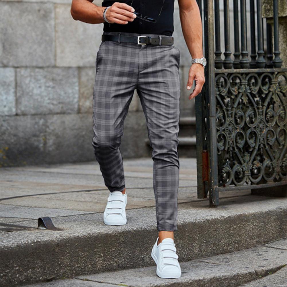 Slim Stretch Chino in Check Pattern