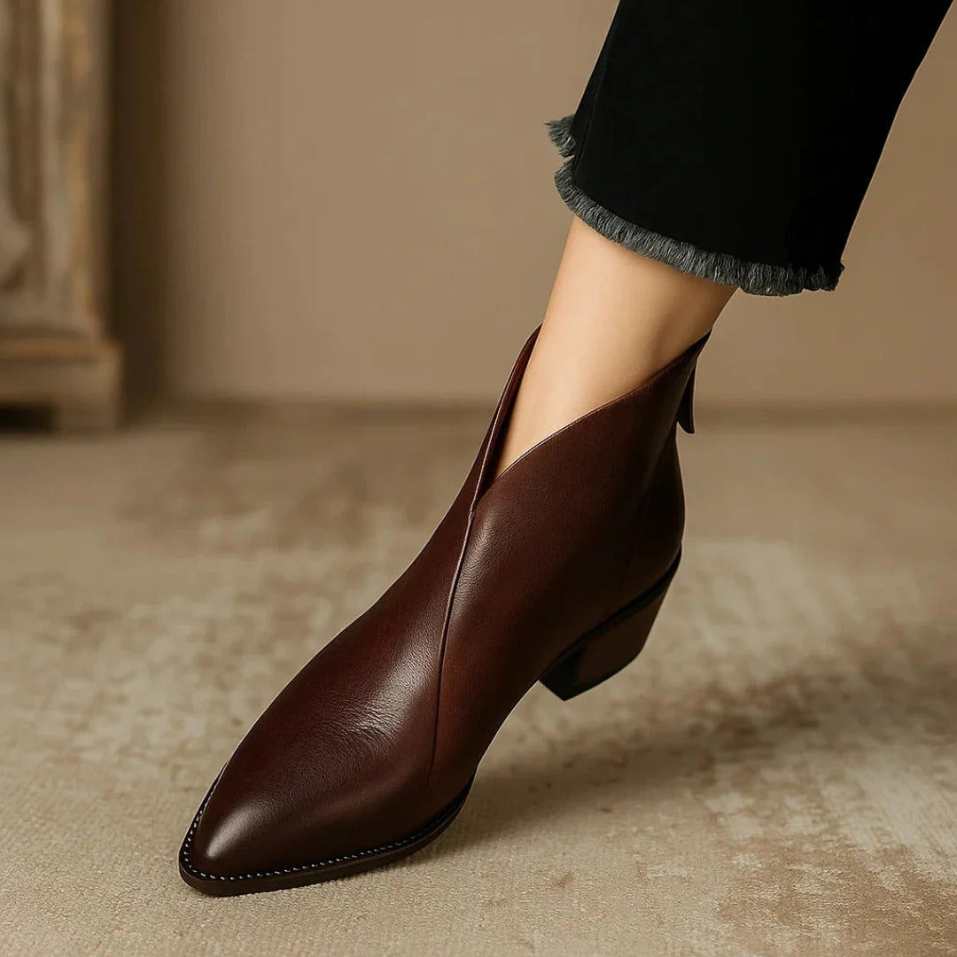 Women's cushioned non slip leather ankle boots