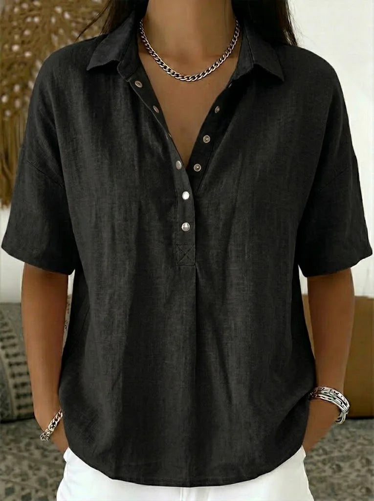 Women's Collared Button-Front Blouse
