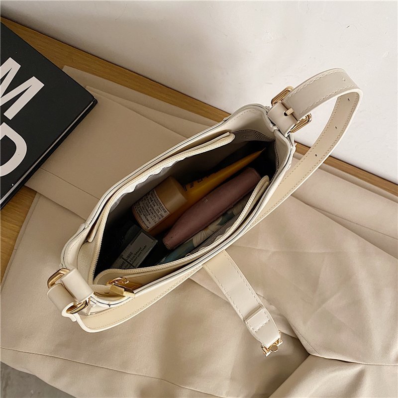 Vegan leather baguette shoulder bag