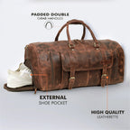 Vintage leather weekender duffle bag