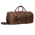 Vintage leather weekender duffle bag