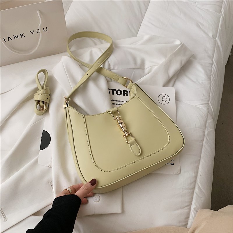 Vegan leather baguette shoulder bag