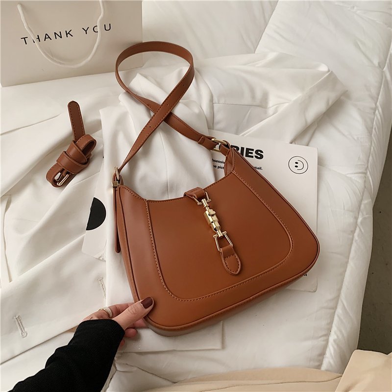 Vegan leather baguette shoulder bag
