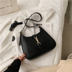 Vegan leather baguette shoulder bag