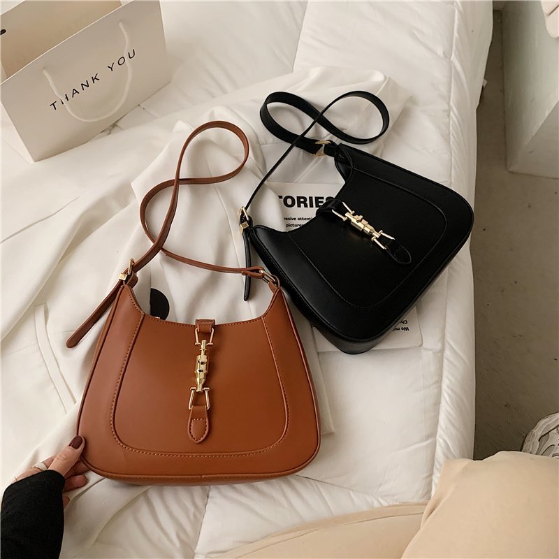 Vegan leather baguette shoulder bag