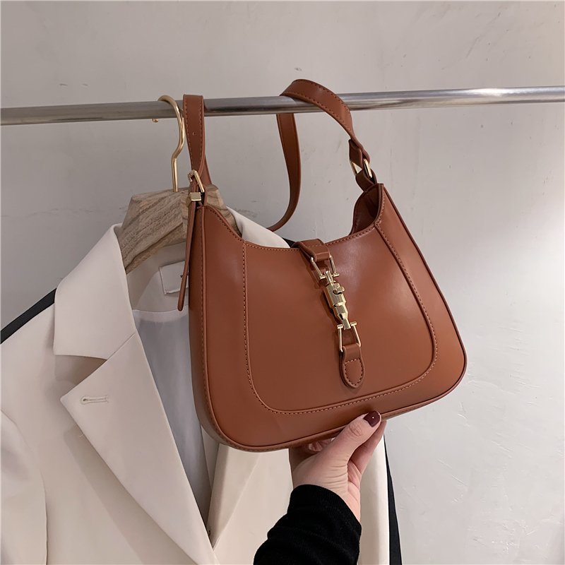 Vegan leather baguette shoulder bag
