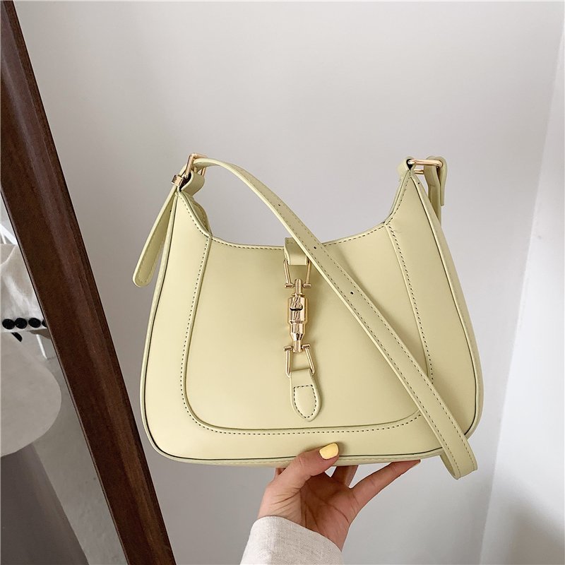 Vegan leather baguette shoulder bag