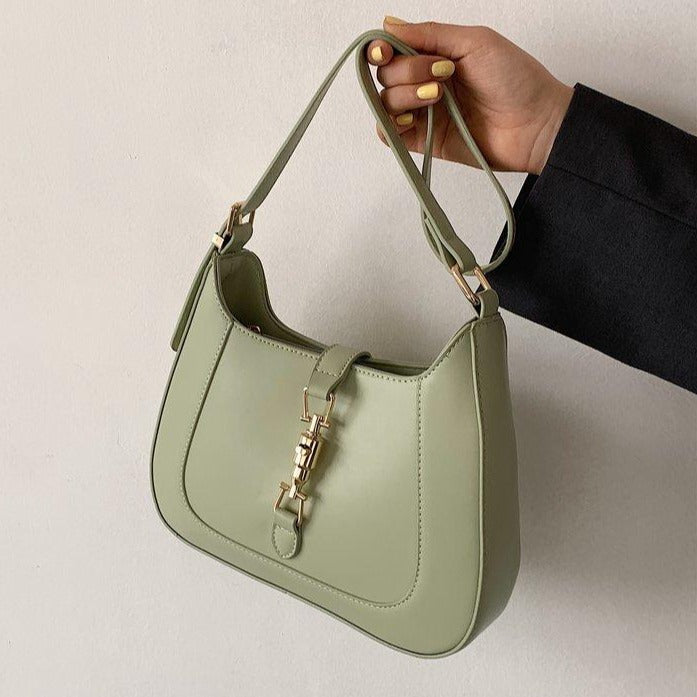 Vegan leather baguette shoulder bag