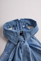 Sleeveless Halter Blouse with Tie Neck