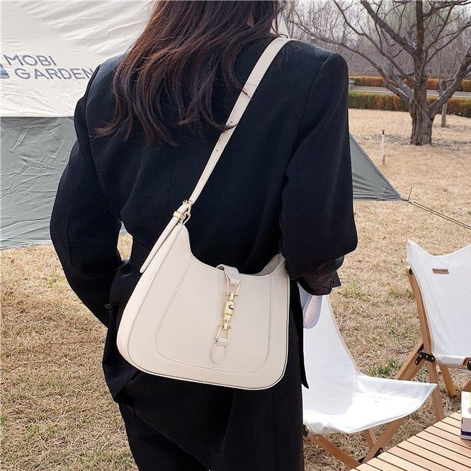 Vegan leather baguette shoulder bag