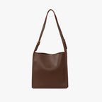 Vegan leather shoulder tote bag in brown