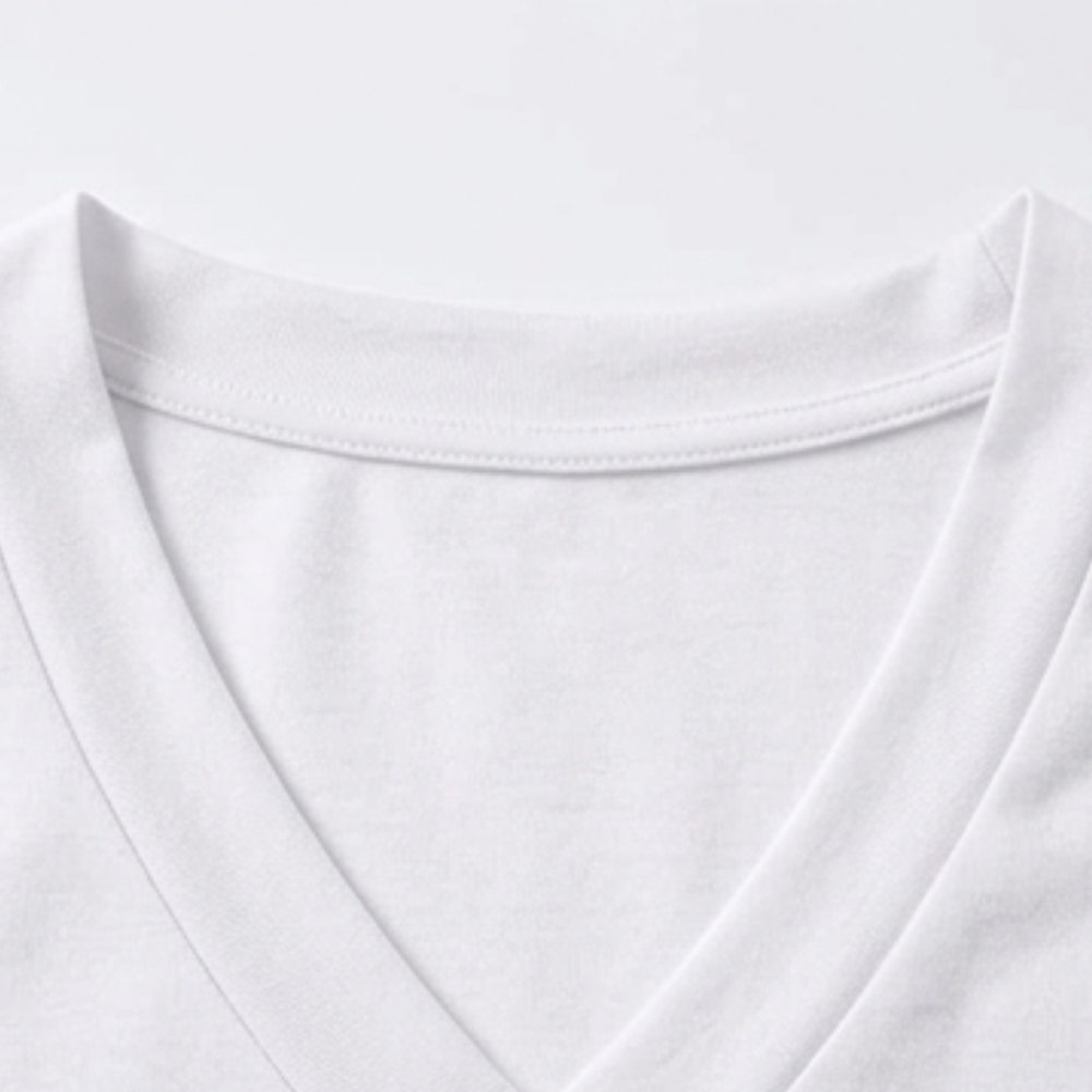 Casual V neck tee with rolled cuffs
