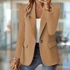 Single-button tailored lapel blazer in brown