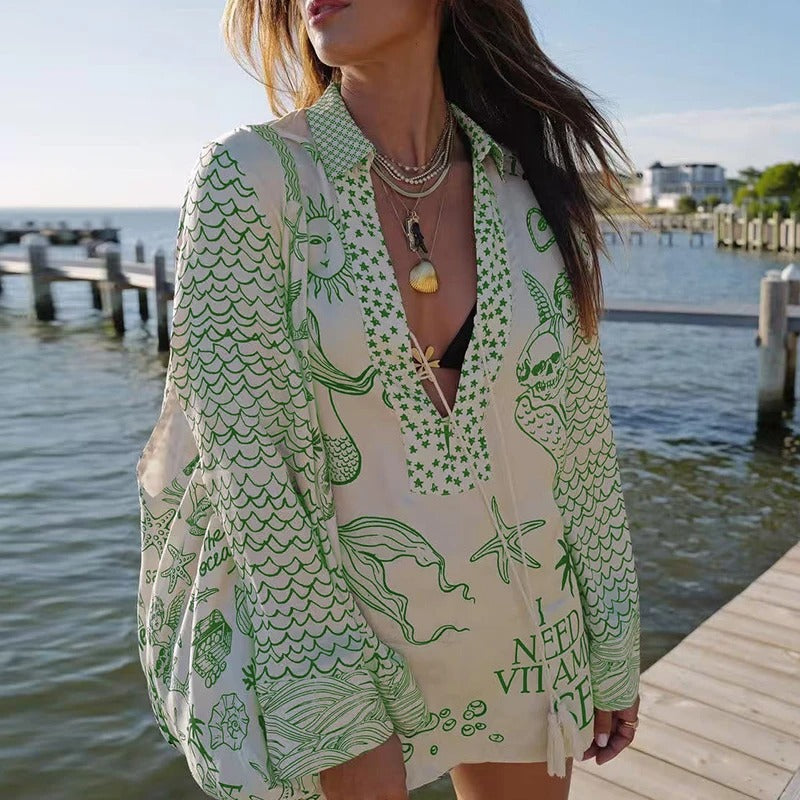 Printed Tunic Two-Piece Set Women