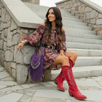 Embroidered Western Knee-High Boot Women