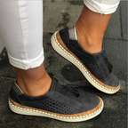 Women's orthopedic slip on shoes no laces easy on and off in black