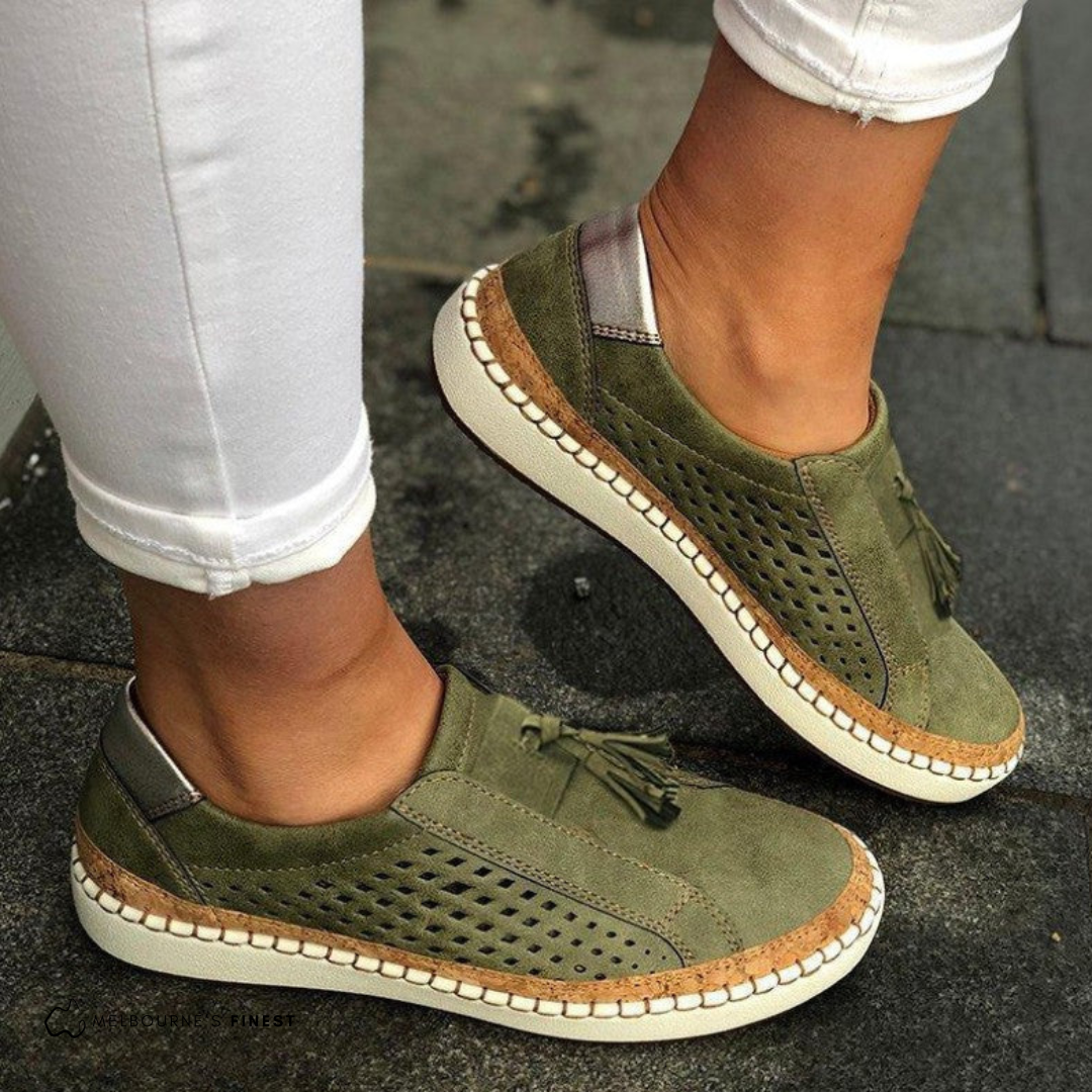 Women's orthopedic slip on shoes no laces easy on and off in green