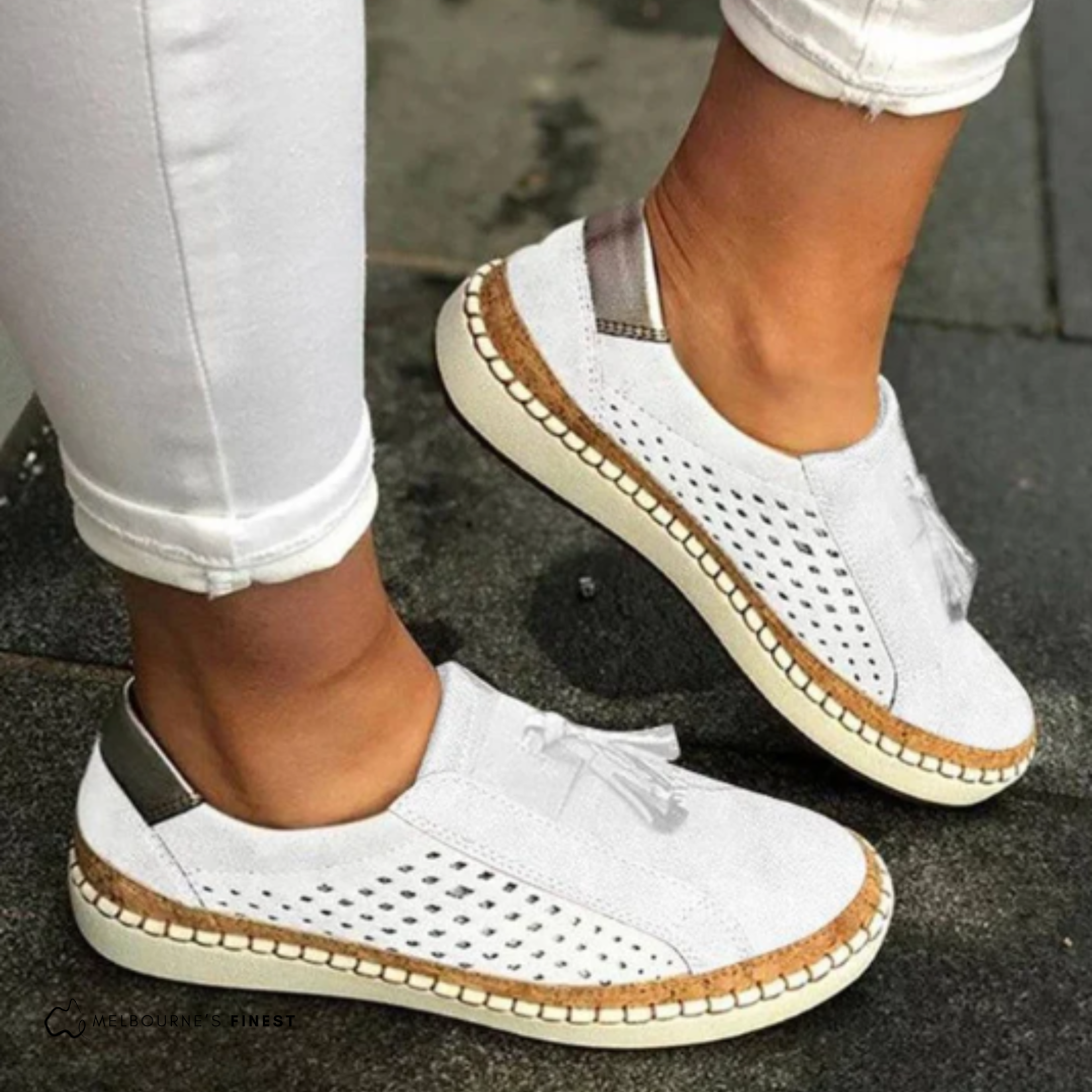 Women's orthopedic slip on shoes no laces easy on and off in white