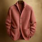 Men's ribbed wool blend shawl collar cardigan in pink
