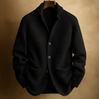 Men's ribbed wool blend shawl collar cardigan in black