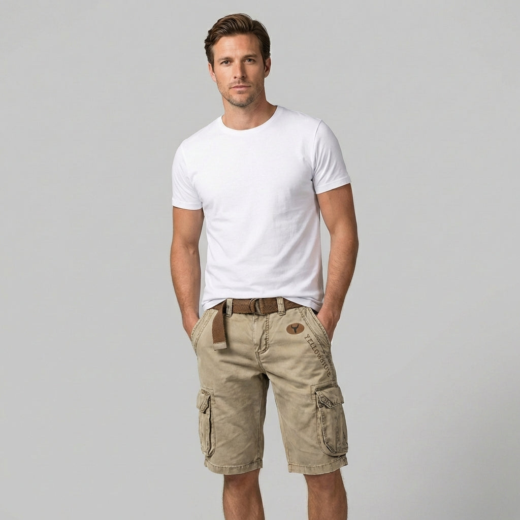 Men's regular fit cargo shorts designed for casual outdoor activities, featuring multiple pockets for storage and comfortable fabric for all-day wear. 3
