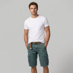 Men's regular fit cargo shorts designed for casual outdoor activities, featuring multiple pockets for storage and comfortable fabric for all-day wear. 5