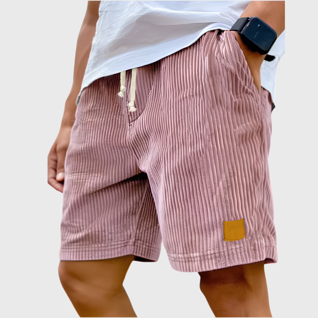 Men's relaxed fit textured summer shorts in a light color, perfect for casual occasions. Featuring a comfortable waistband and stylish design, ideal for warm weather outings 0